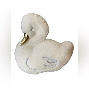 White Plush Swan Pillows (2) Set 2/$15
with embroidered wings and Gold Beak